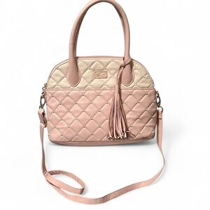 Luv Betsey by Betsey Johnson Quilted Pink & Cream Hearts Satchel 2Way Crossbody